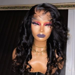 22 inch HD lace curled closure wig